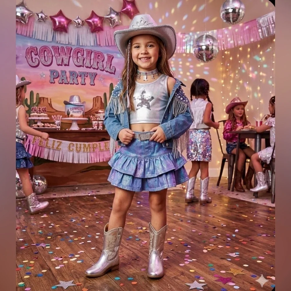 Wonder Nation Toddler and Girls' Metallic Ombre Western Cowgirl Boots